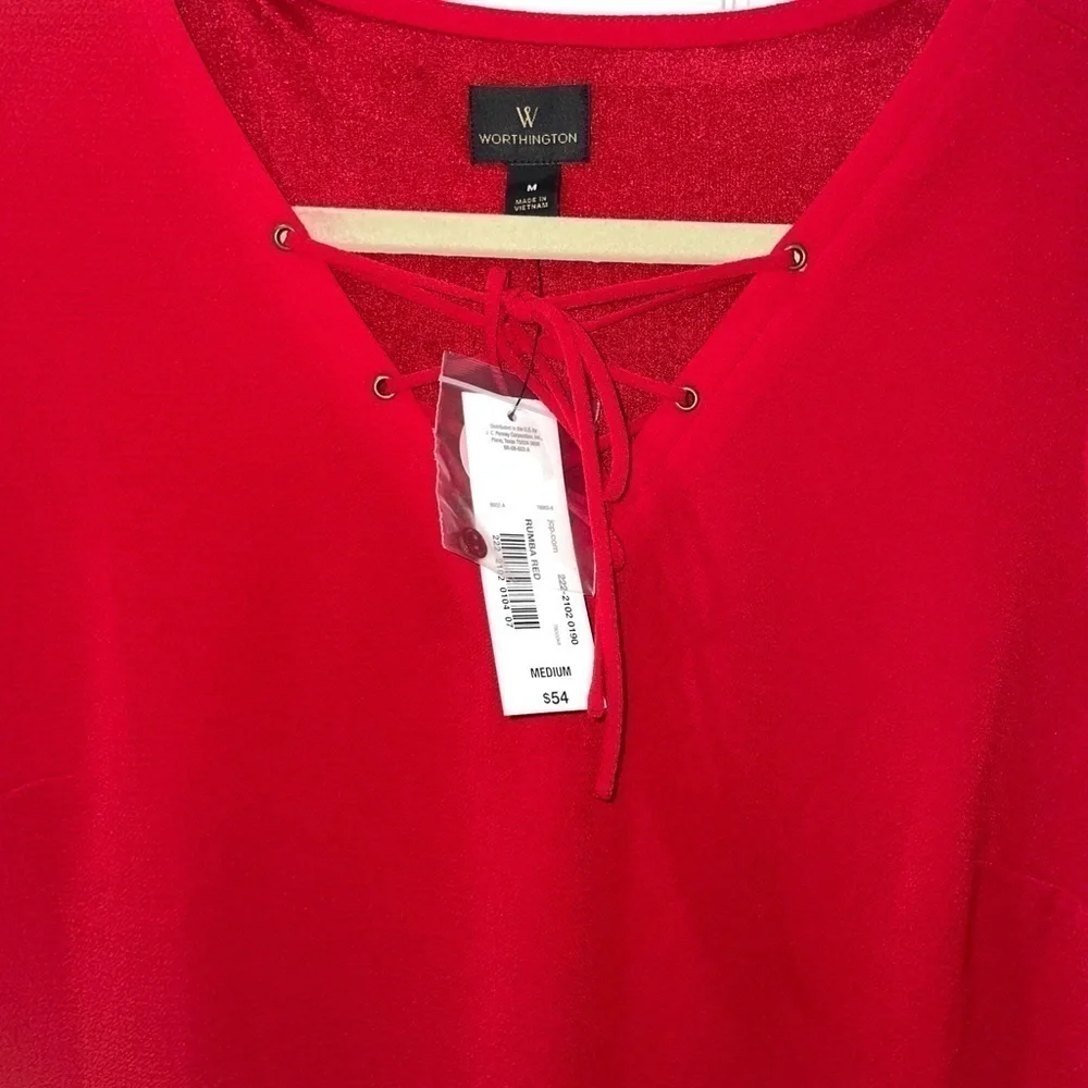 💰 3 For $25 💰WORTHINGTON Red LS Slip dress NWT Medium​​​ - Picture 5 of 7